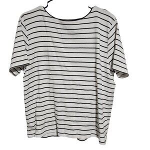 Liz Claiborne Villager Sport Black White Striped T-Shirt Womens Size Large